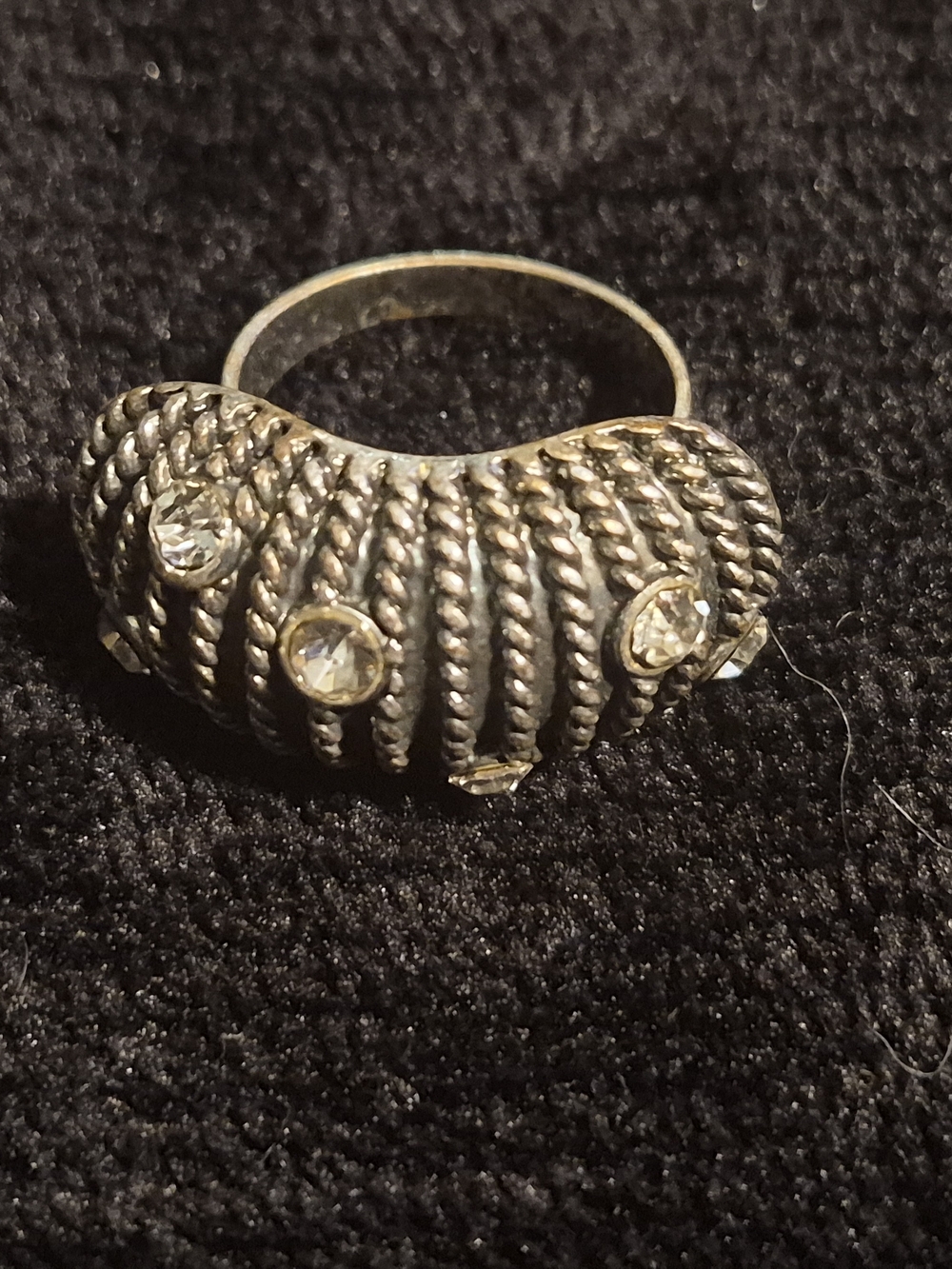 Silver Tone Rhinestone Statement Ring - Picture 4 of 6